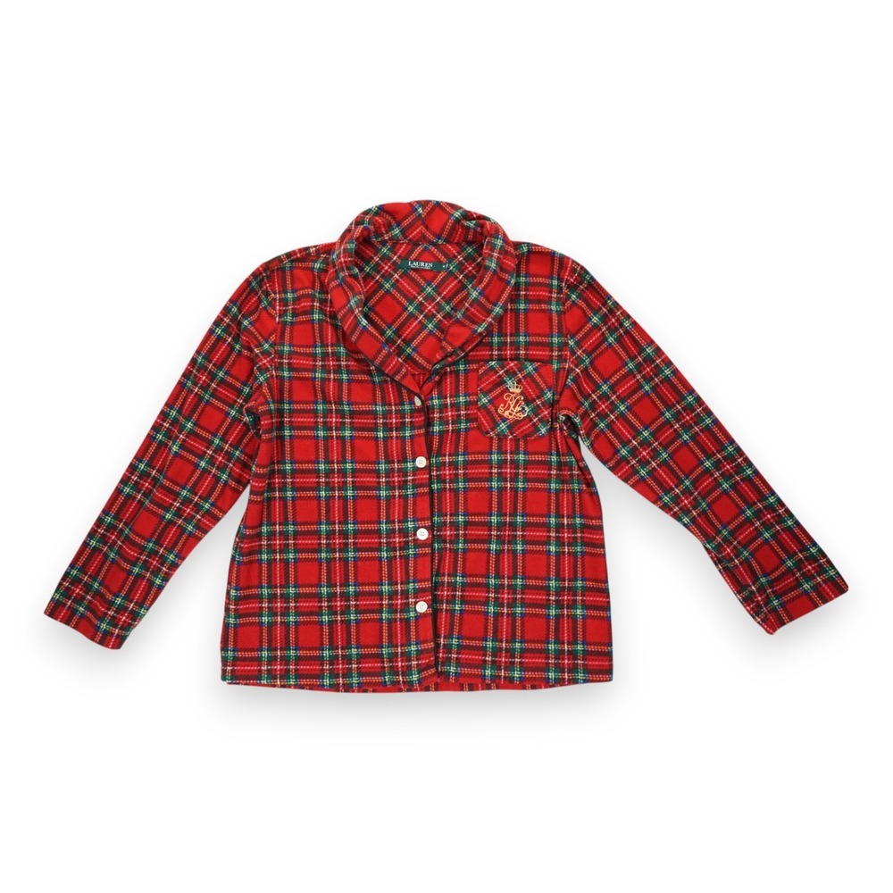LRL Ralph Lauren Shirt‎ Womens Medium Red Green Blue Plaid Flannel Pajama Top